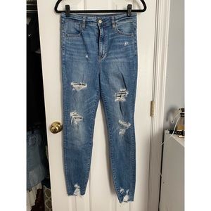 American Eagle Distressed Frayed Skinny Jeans